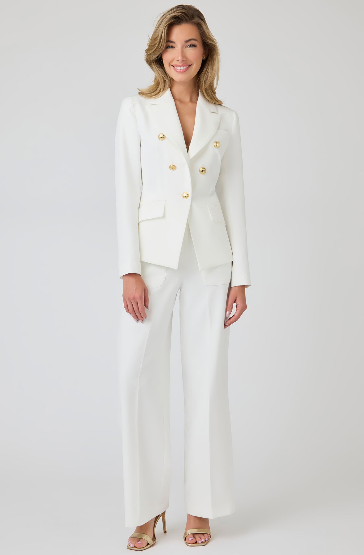 Suit Jacket White Womens Blazer With Gold Buttons Tailored Blazer