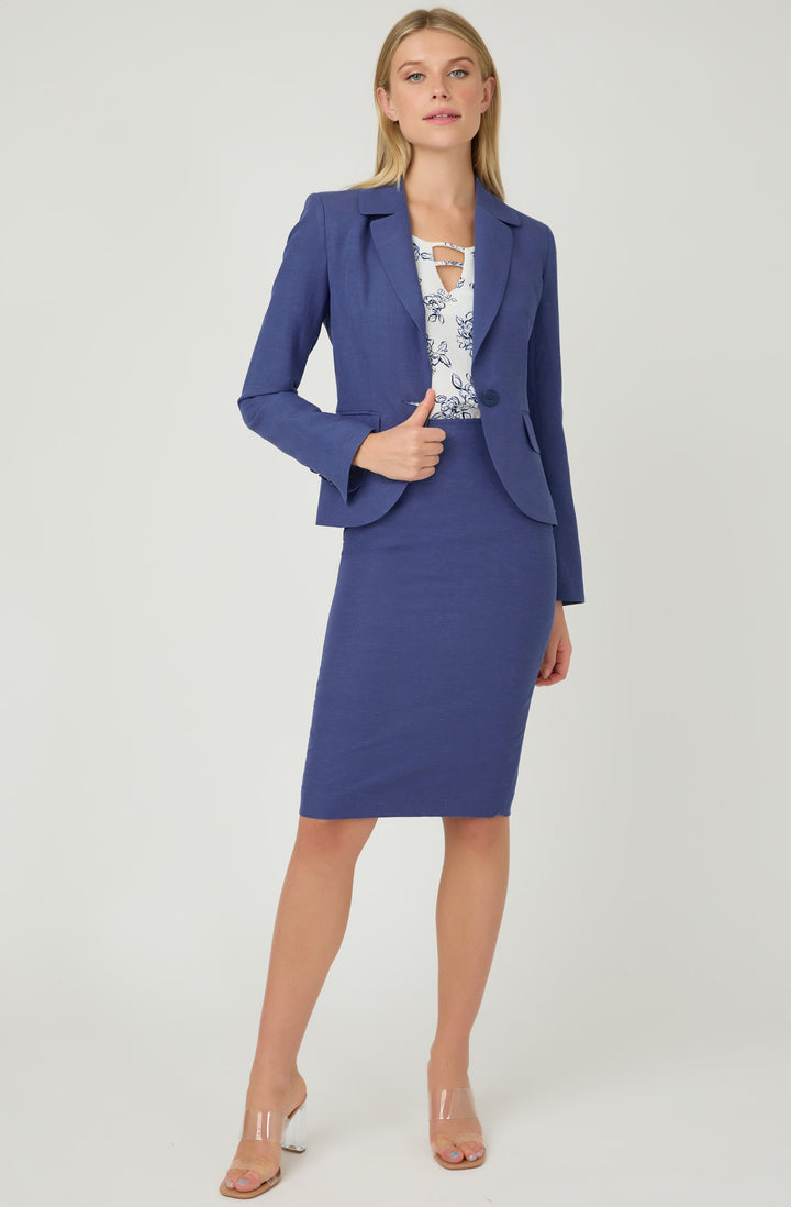 Femme de Carriere | Women's blue pencil skirt fully lined