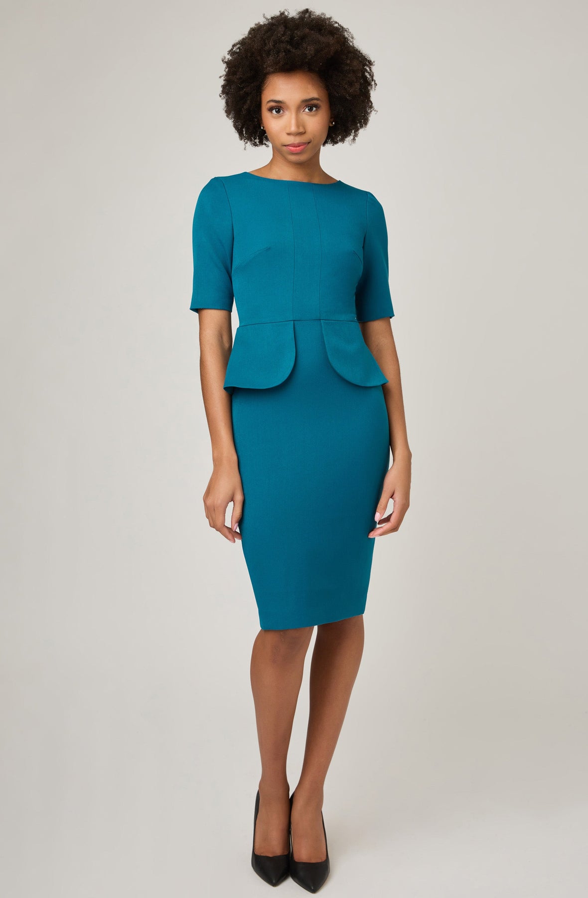 Femme de Carriere Women s Teal Peplum Top Dress Double Linning